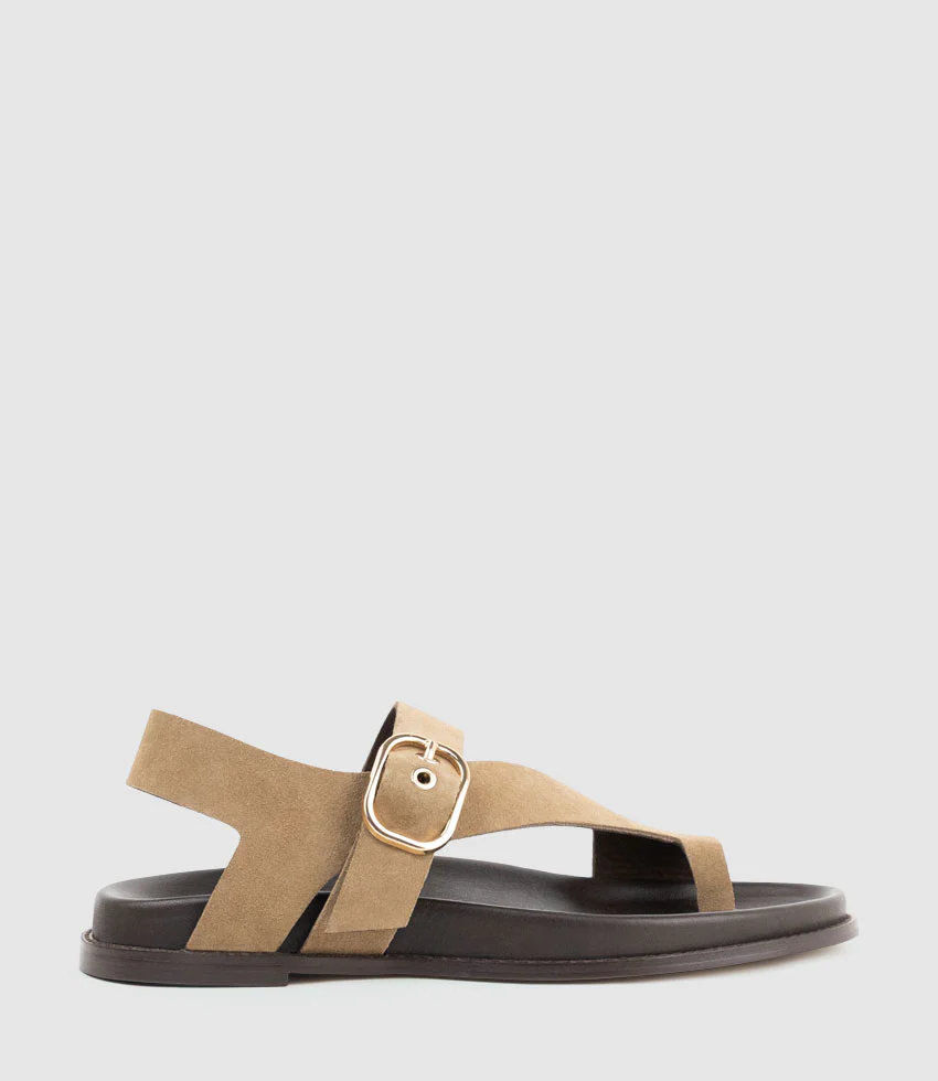 TALE Asymmetrical Thong on Unit in Brown Suede
