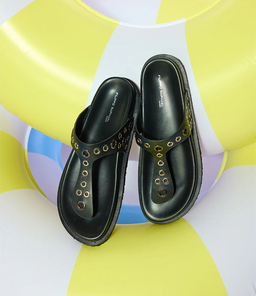 TALIAN Thong with Eyelets in Black - Image 2