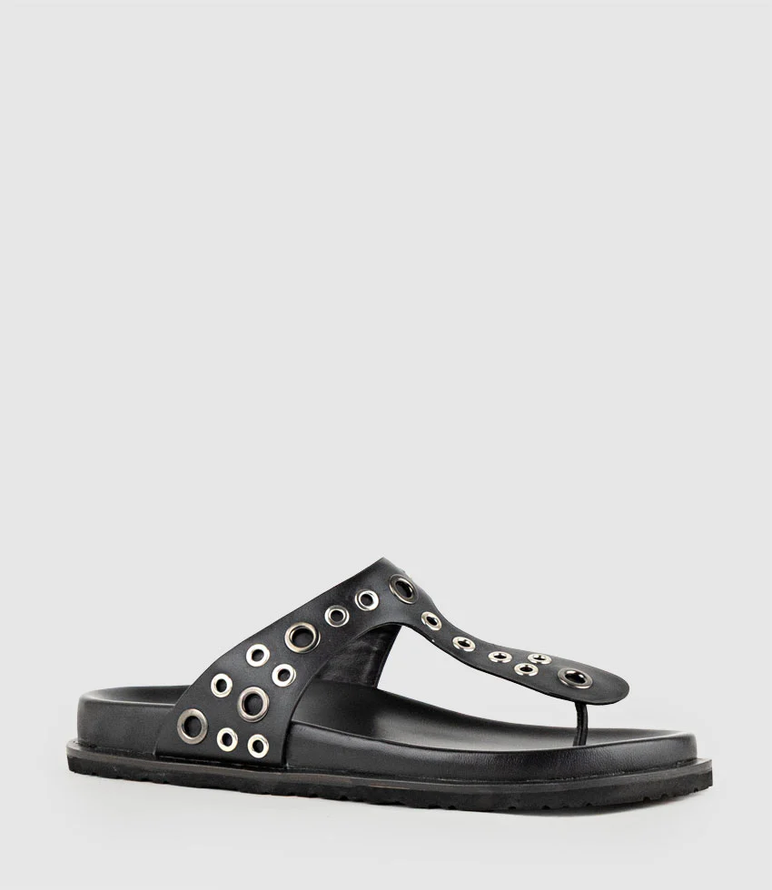 TALIAN Thong with Eyelets in Black - Image 3