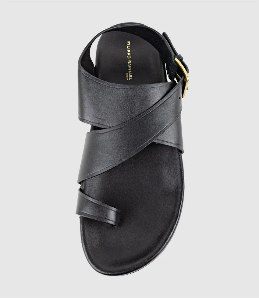 TAMRYN Crossover Sandal with Toe Thong in Black - Image 5