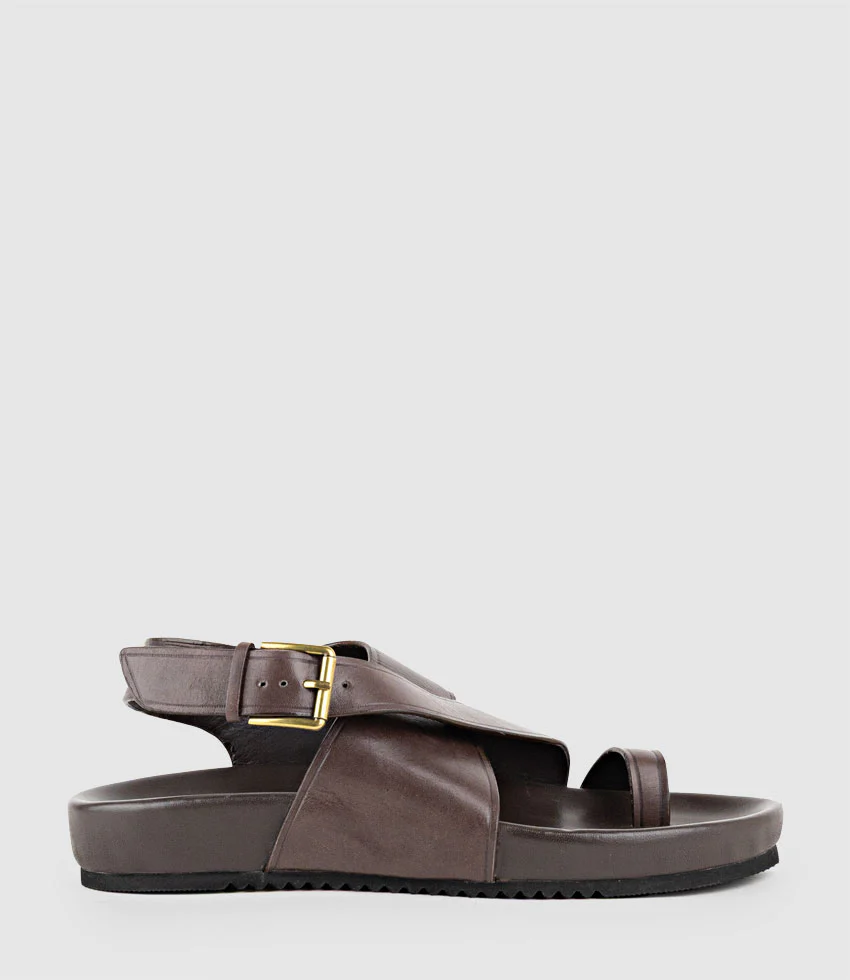 TAMRYN Crossover Sandal with Toe Thong in Brown