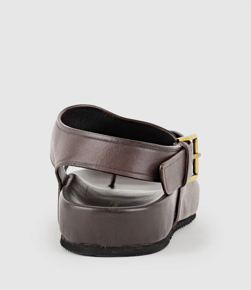 TAMRYN Crossover Sandal with Toe Thong in Brown - Image 4