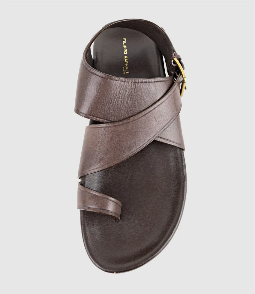TAMRYN Crossover Sandal with Toe Thong in Brown - Image 5
