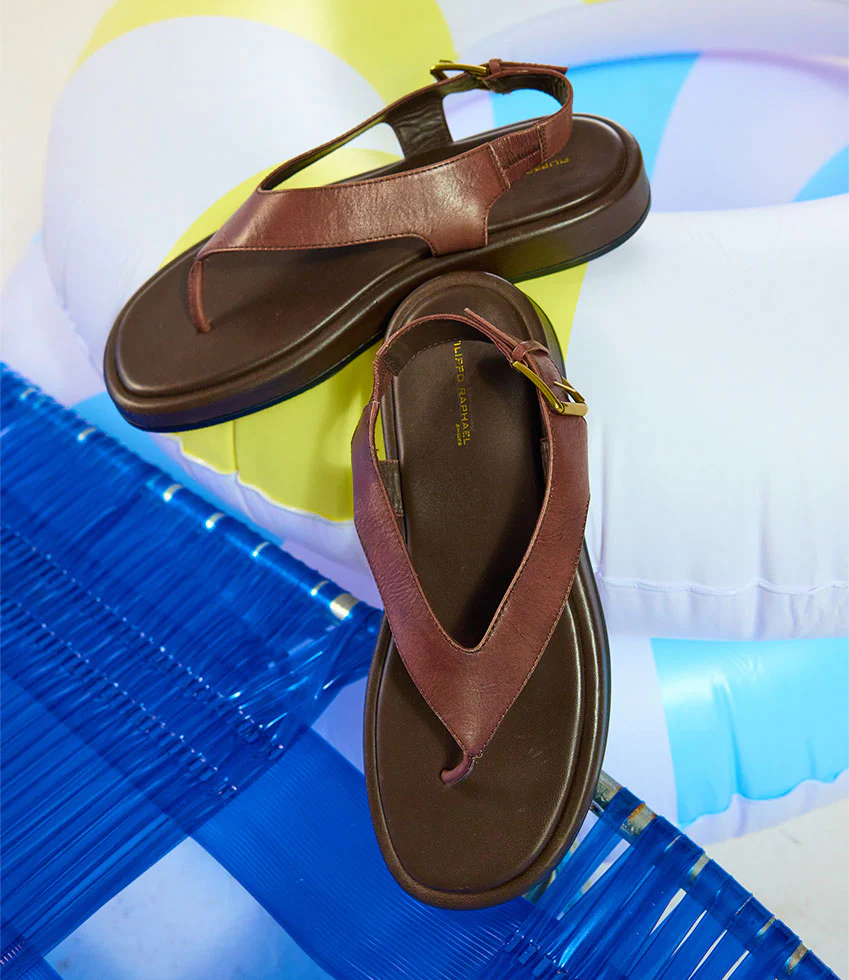 TIOLA Thong Slide on Unit with Buckle in Brown - Image 2