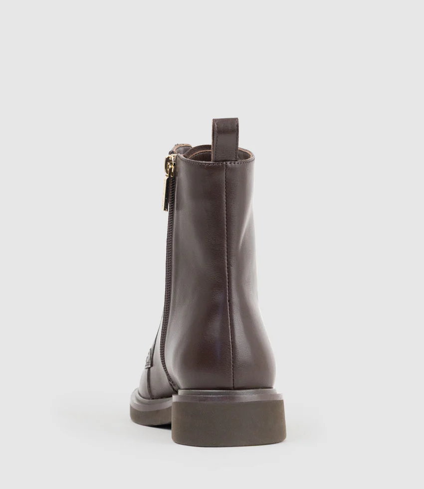 UMPIRE Lace Up Ankle Boot in Chocolate Calf - Image 4