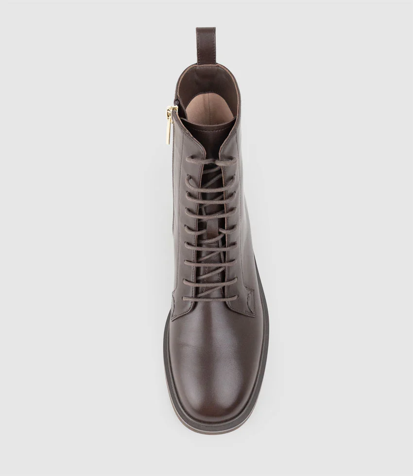 UMPIRE Lace Up Ankle Boot in Chocolate Calf - Image 5