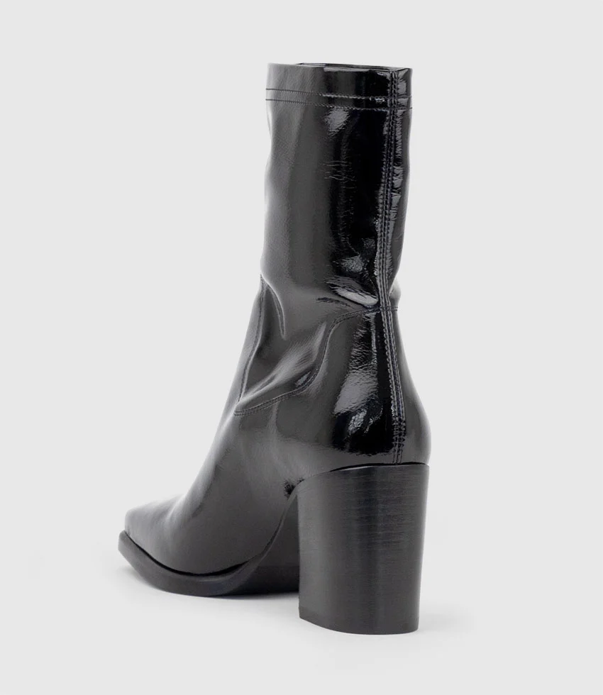 UNDRA80 Square Toe Ankle Boot in Black Patent - Image 4