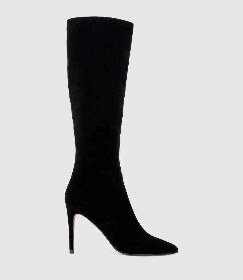 VAHLA100 Knee High Boot in Black Suede