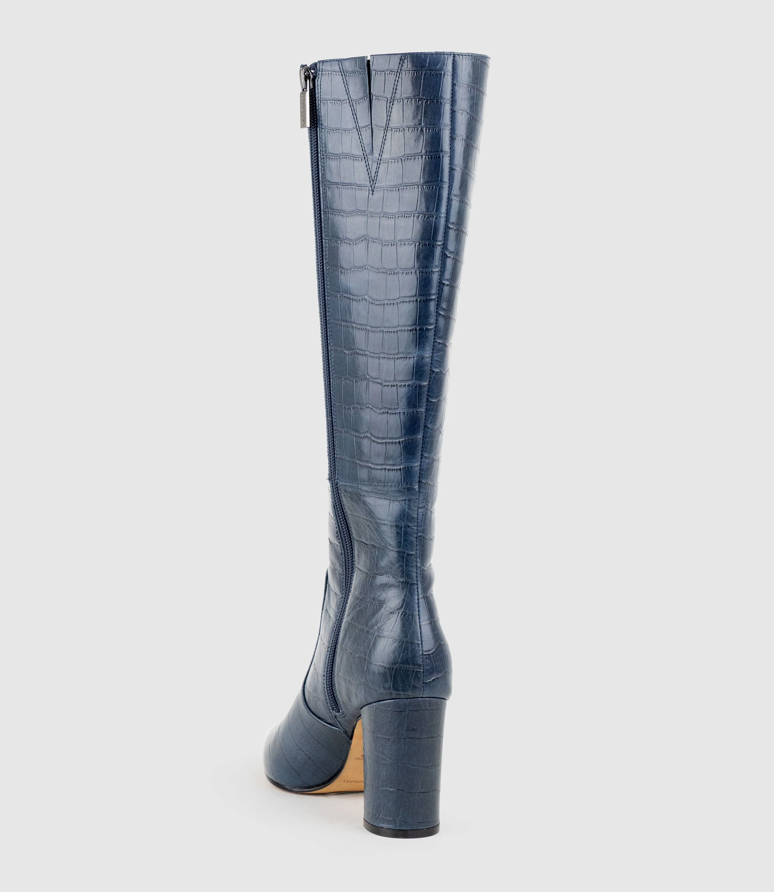 VAIN85 Knee High Boot in Blue Croc Print Calf - Image 4