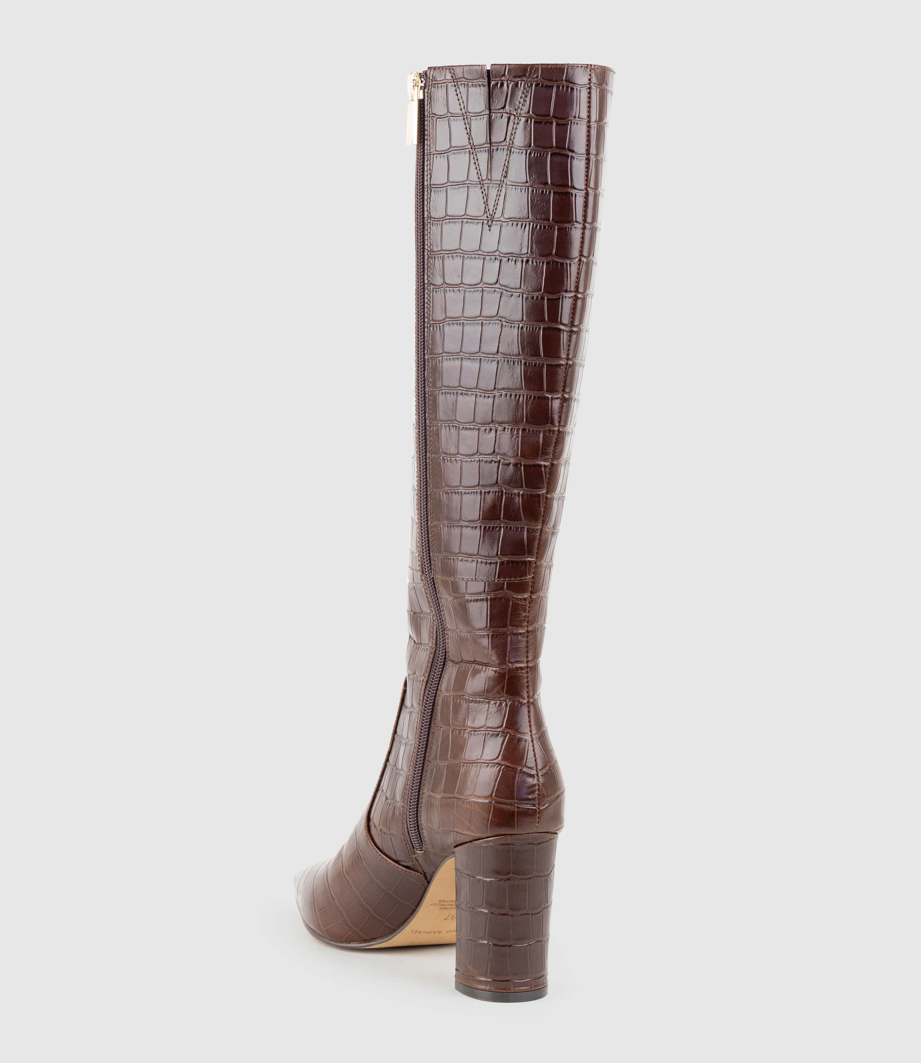 VAIN85 Knee High Boot in Brown Croc Print Calf - Image 3