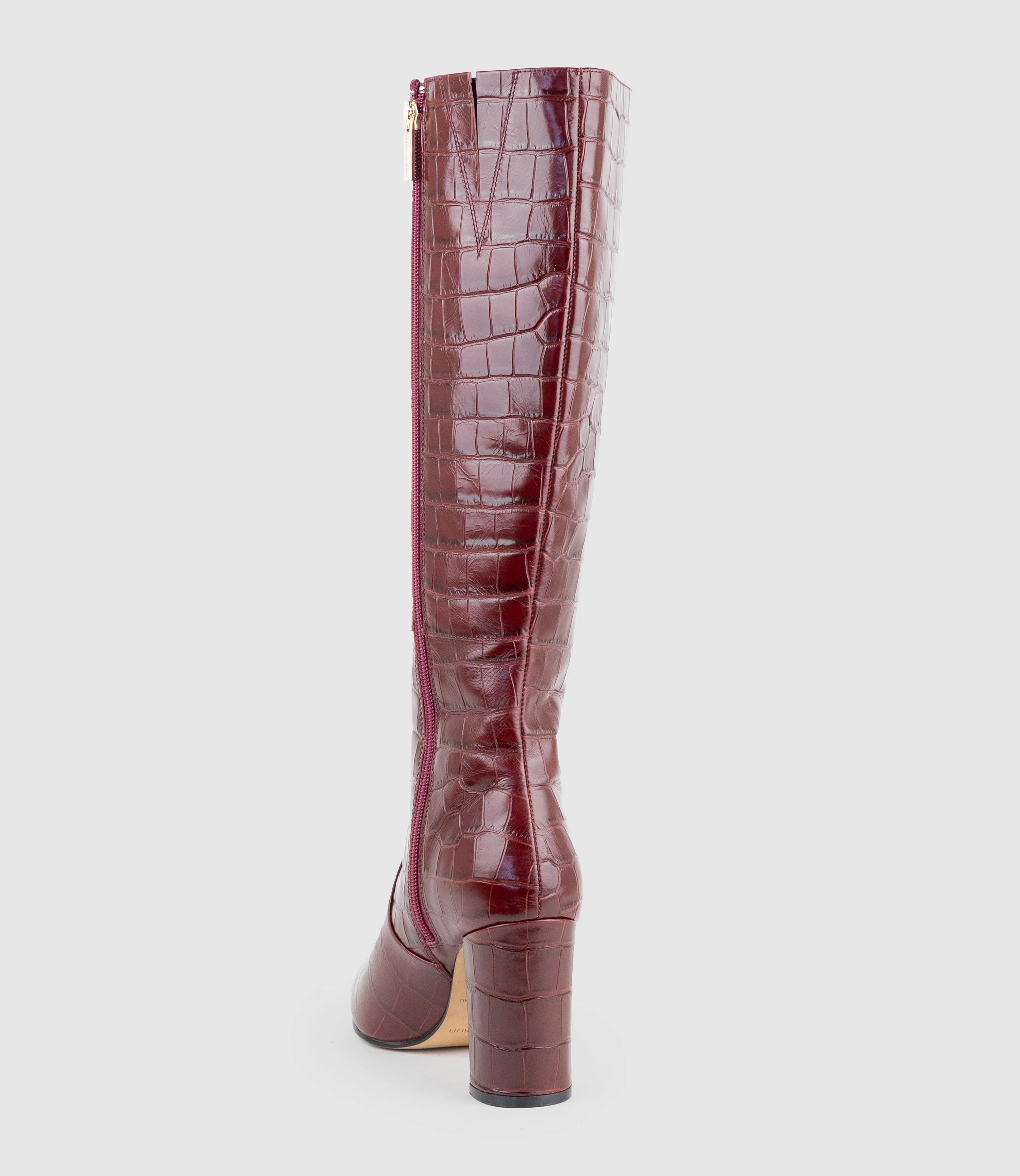 VAIN85 Knee High Boot in Wine Croc Print Calf - Image 4