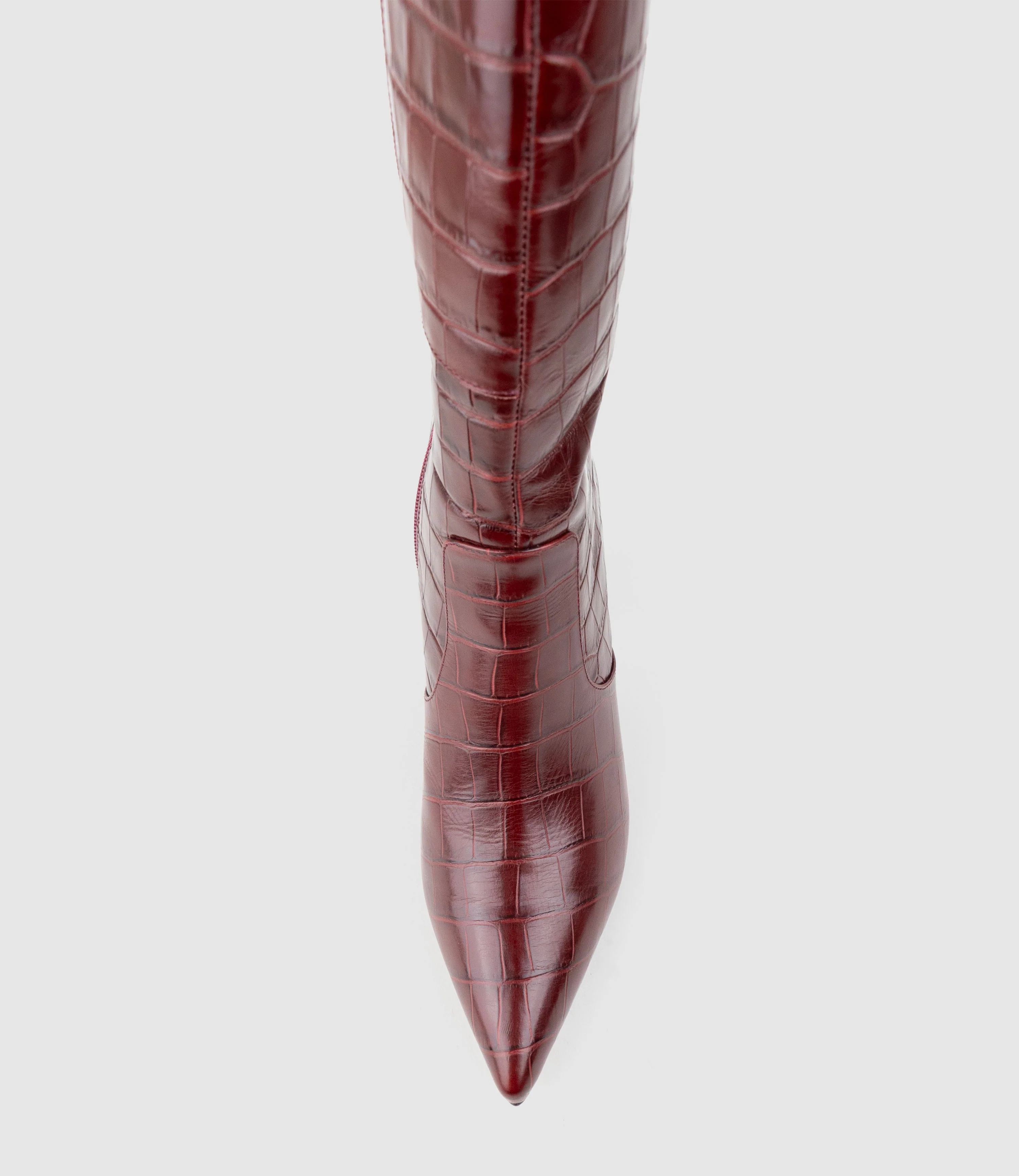 VAIN85 Knee High Boot in Wine Croc Print Calf - Image 5