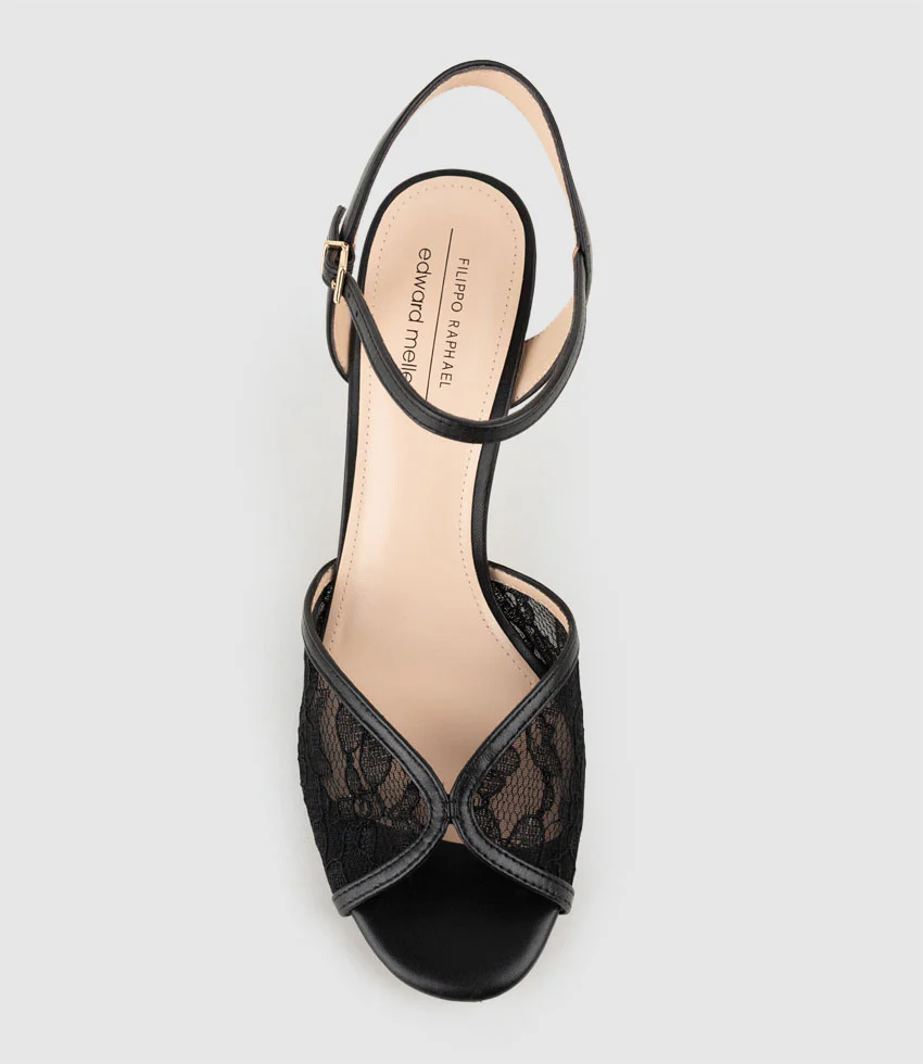 VARIAN85 Tulip Front Sandal in Black Lace - Image 4
