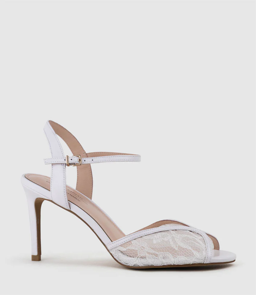 VARIAN85 Tulip Front Sandal in White Lace - Image 3