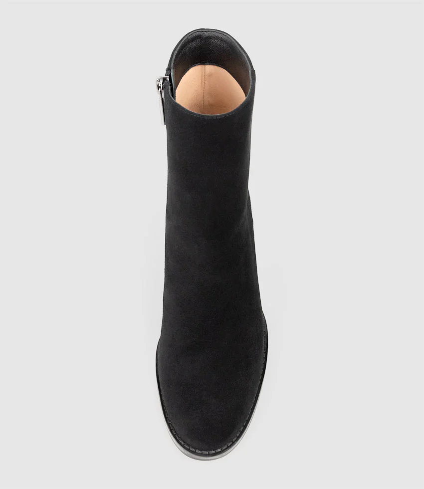 VARSITY70 Block Heel Ankle Boot in Black Suede - Image 4