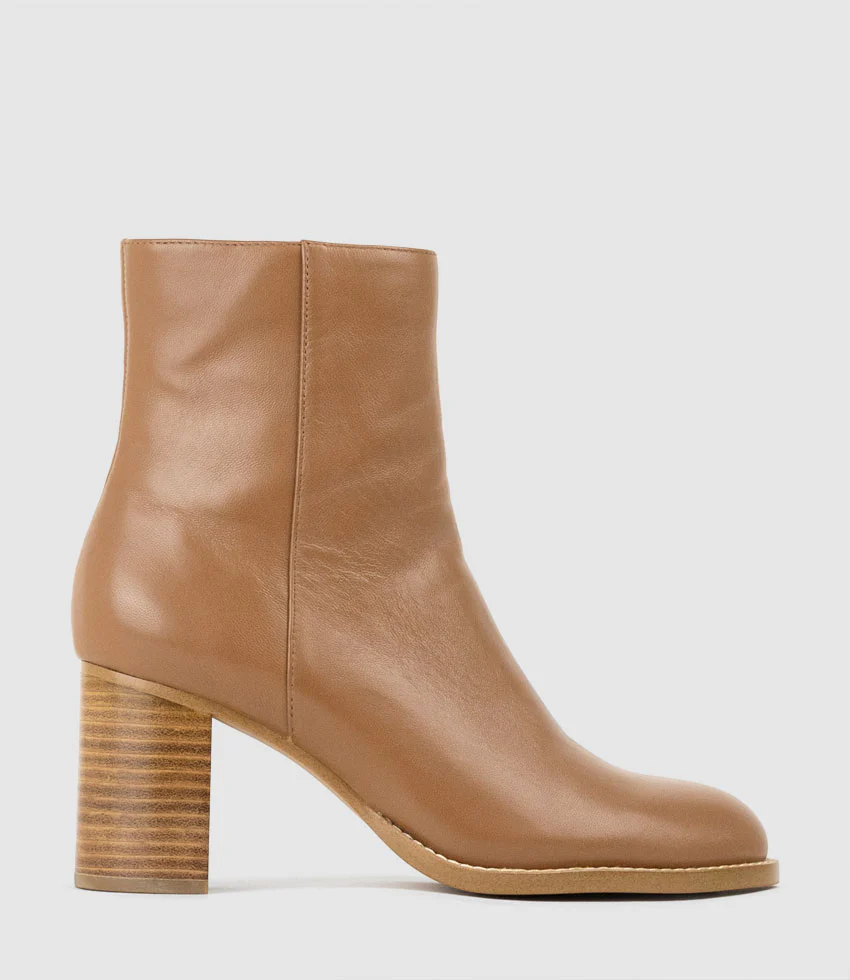 VARSITY70 Block Heel Ankle Boot in Tan