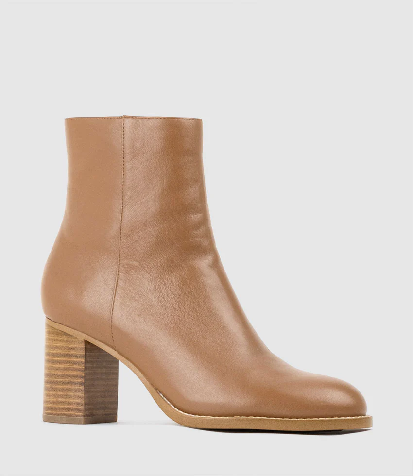 VARSITY70 Block Heel Ankle Boot in Tan - Image 3