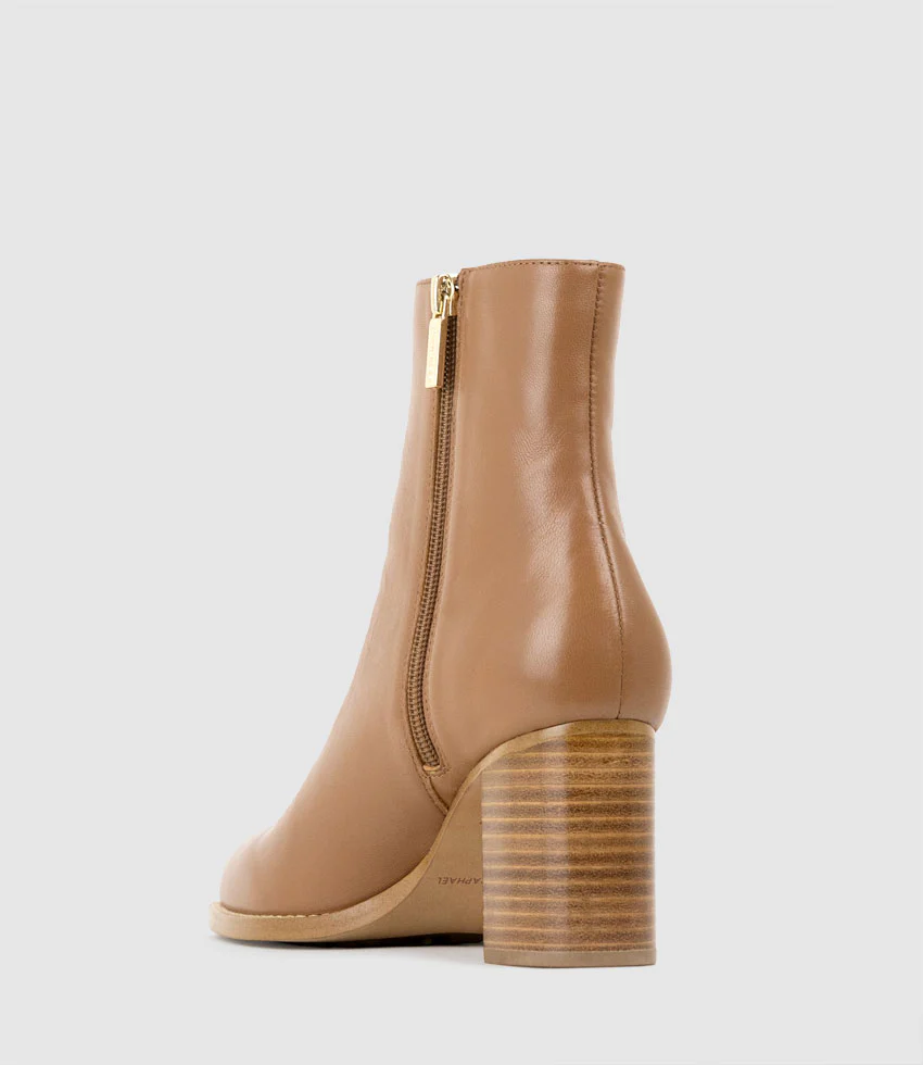 VARSITY70 Block Heel Ankle Boot in Tan - Image 4