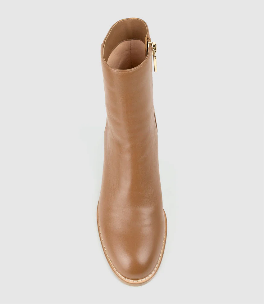 VARSITY70 Block Heel Ankle Boot in Tan - Image 5