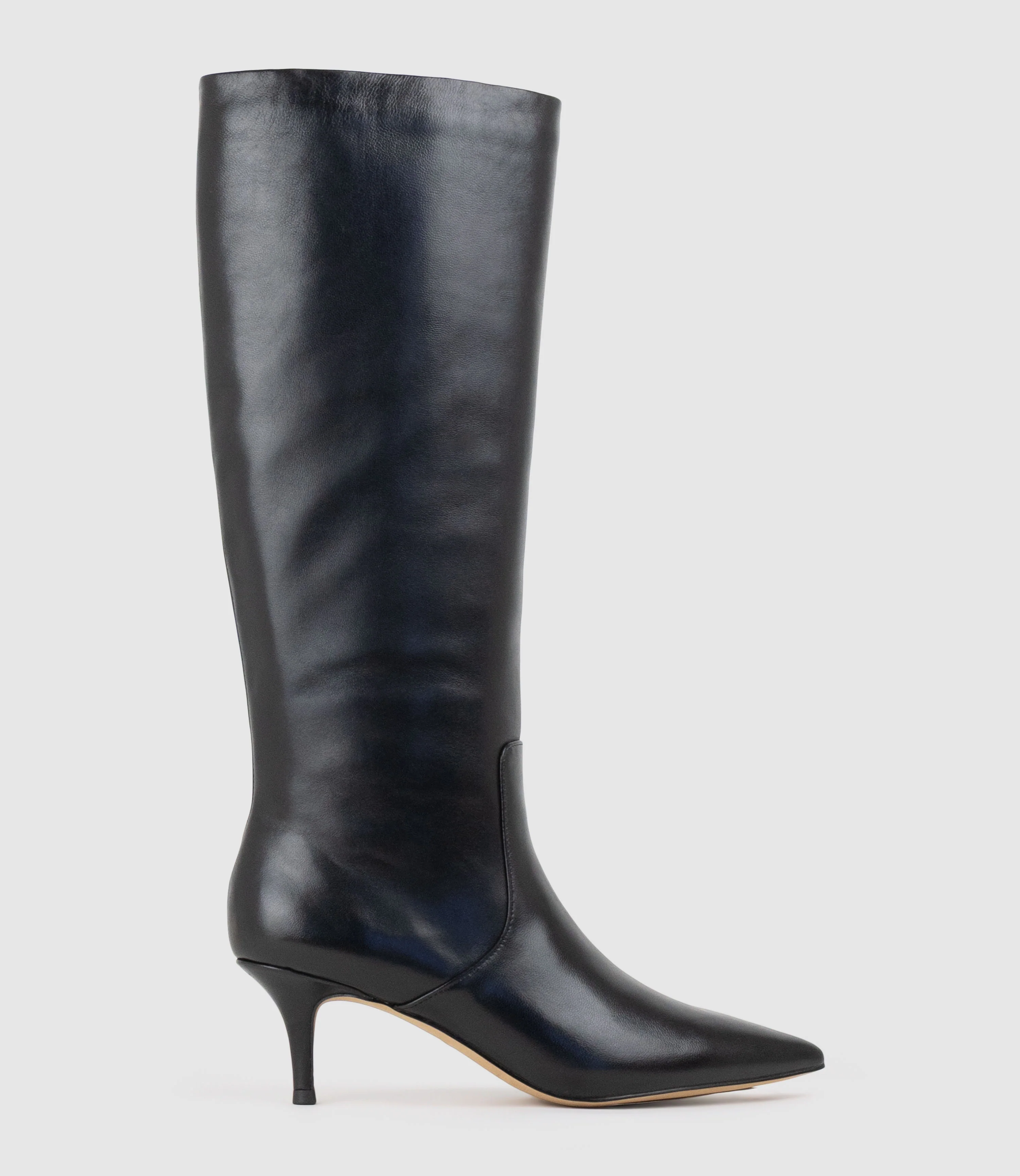VELMA60 Pointed Knee High Boot in Black