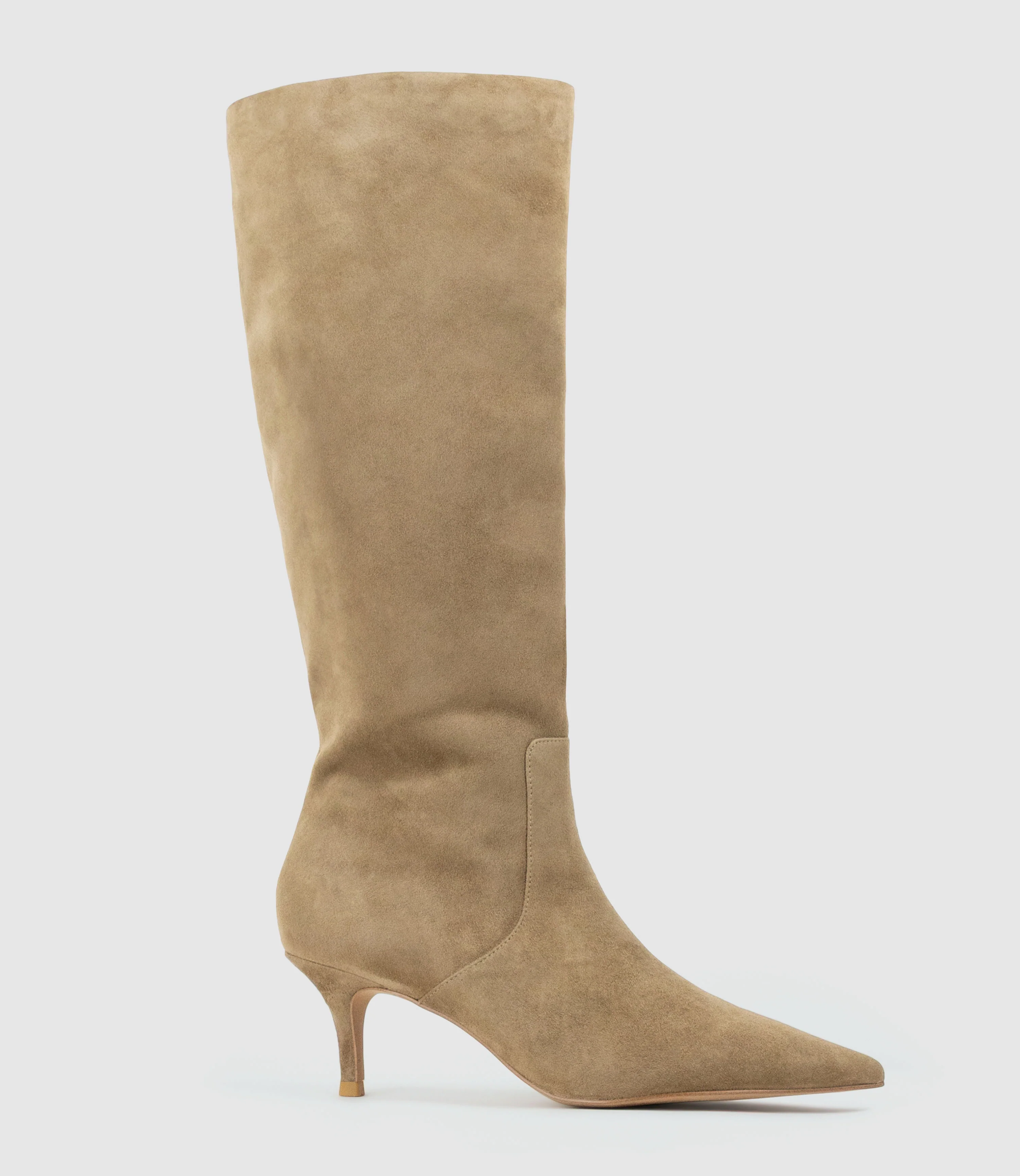 VELMA60 Pointed Knee High Boot in Camel Suede - Image 3