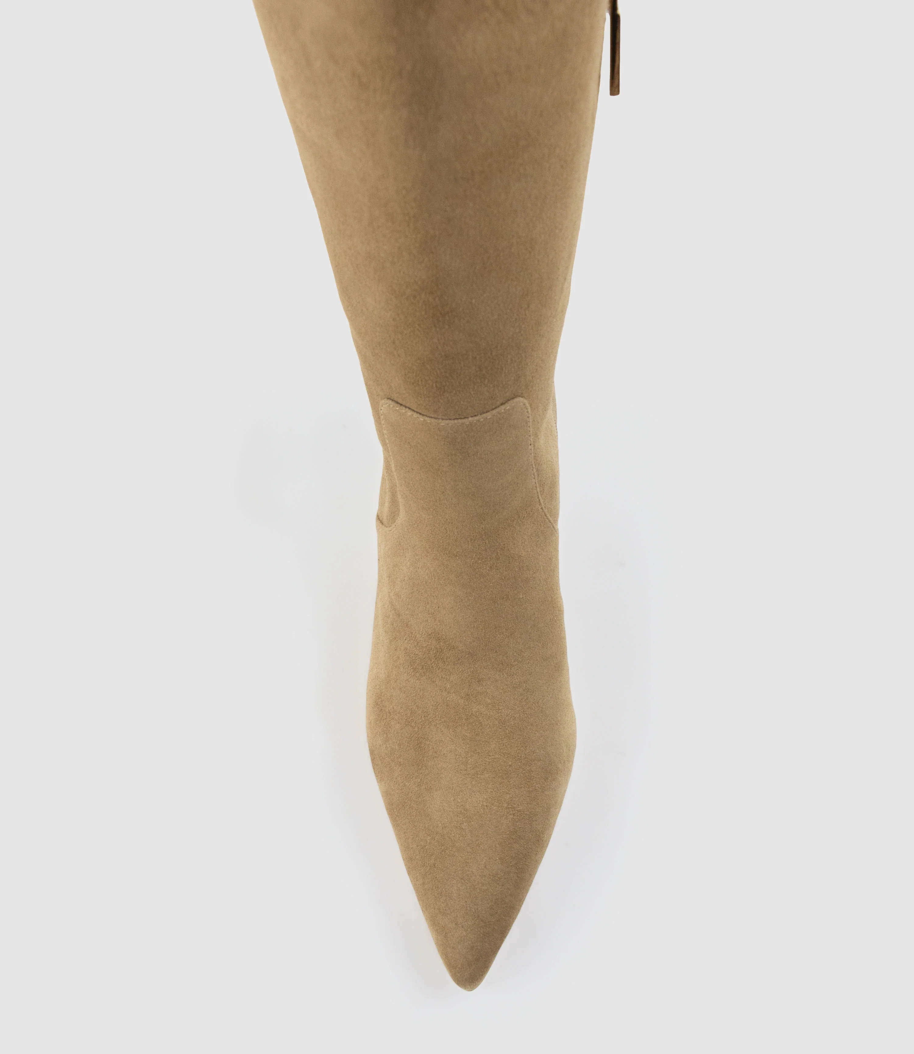 VELMA60 Pointed Knee High Boot in Camel Suede - Image 5