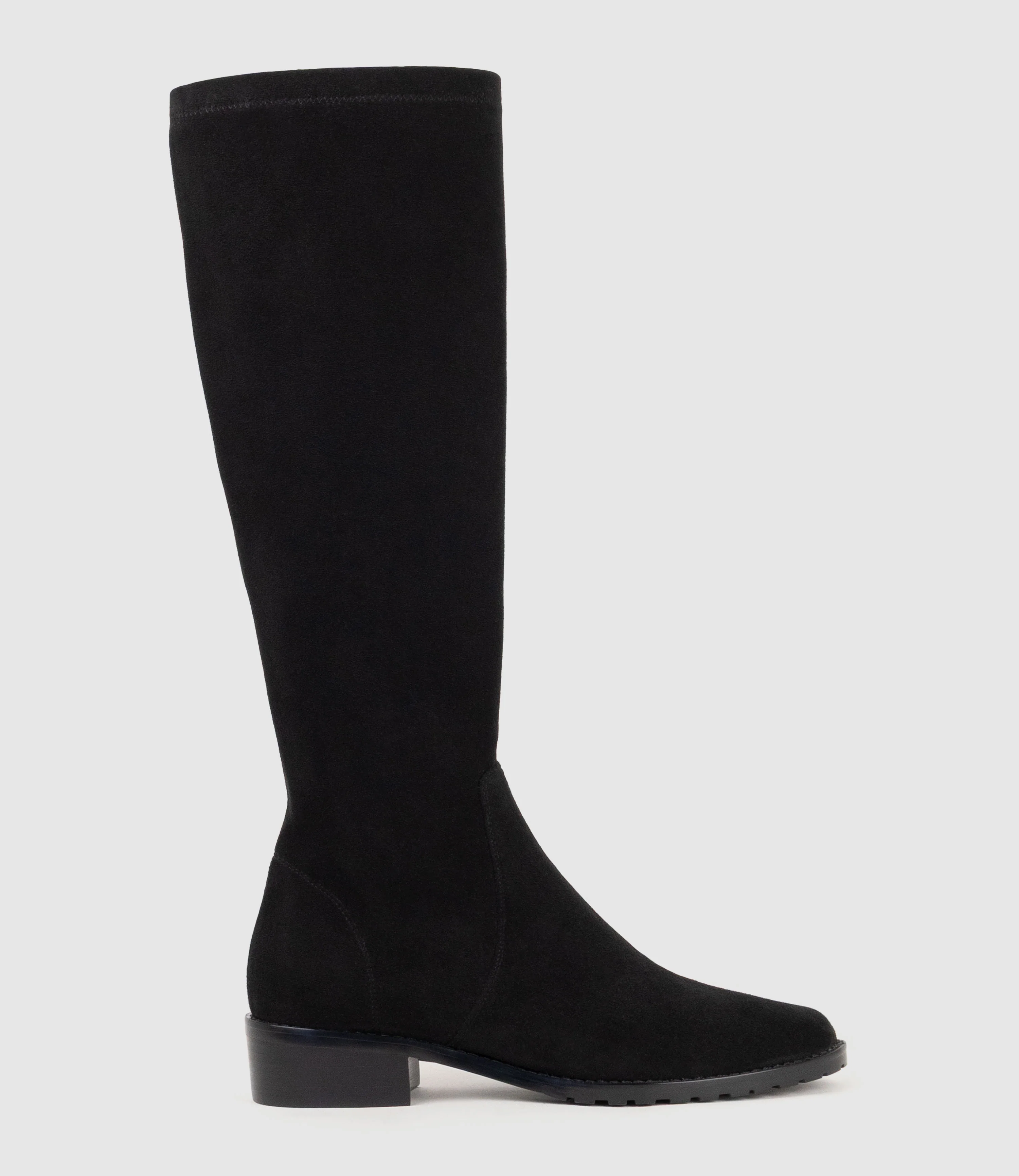 VIM30 Knee High Stretch Boot in Black Suede