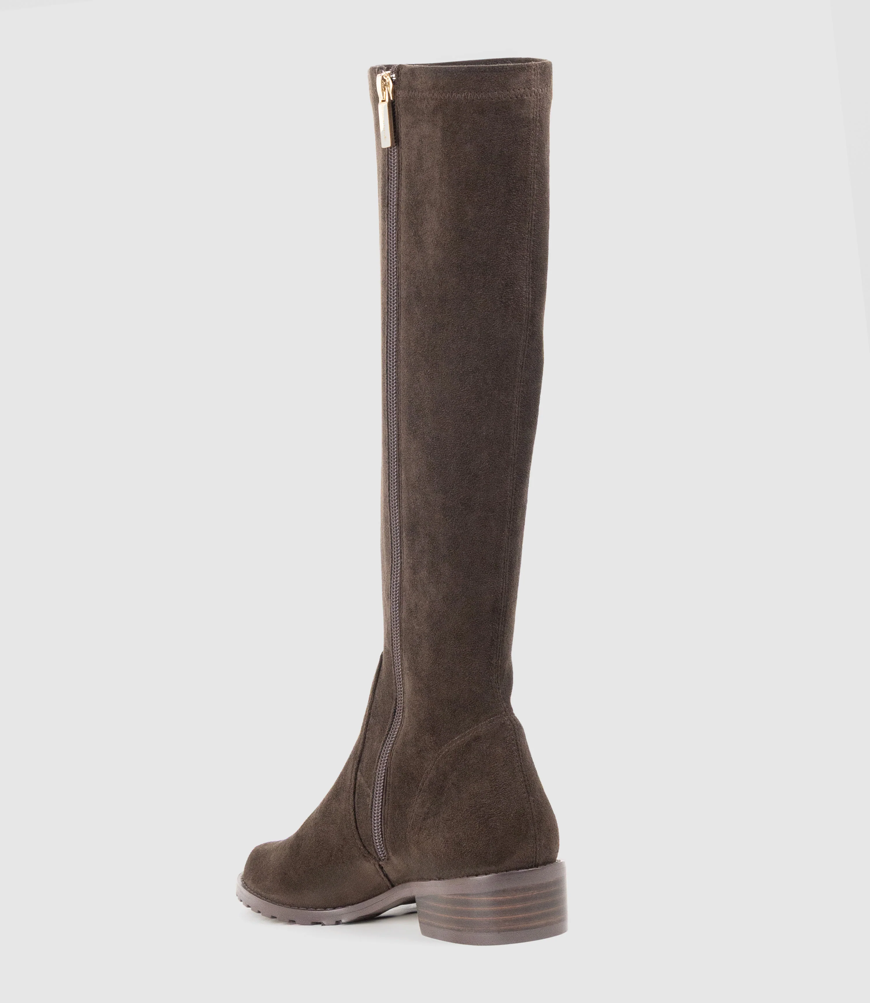 VIM30 Knee High Stretch Boot in Chocolate Suede - Image 4