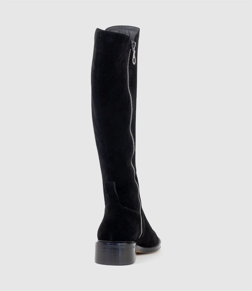 VITAL30 Knee High Boot with Gusset in Black Suede - Image 3