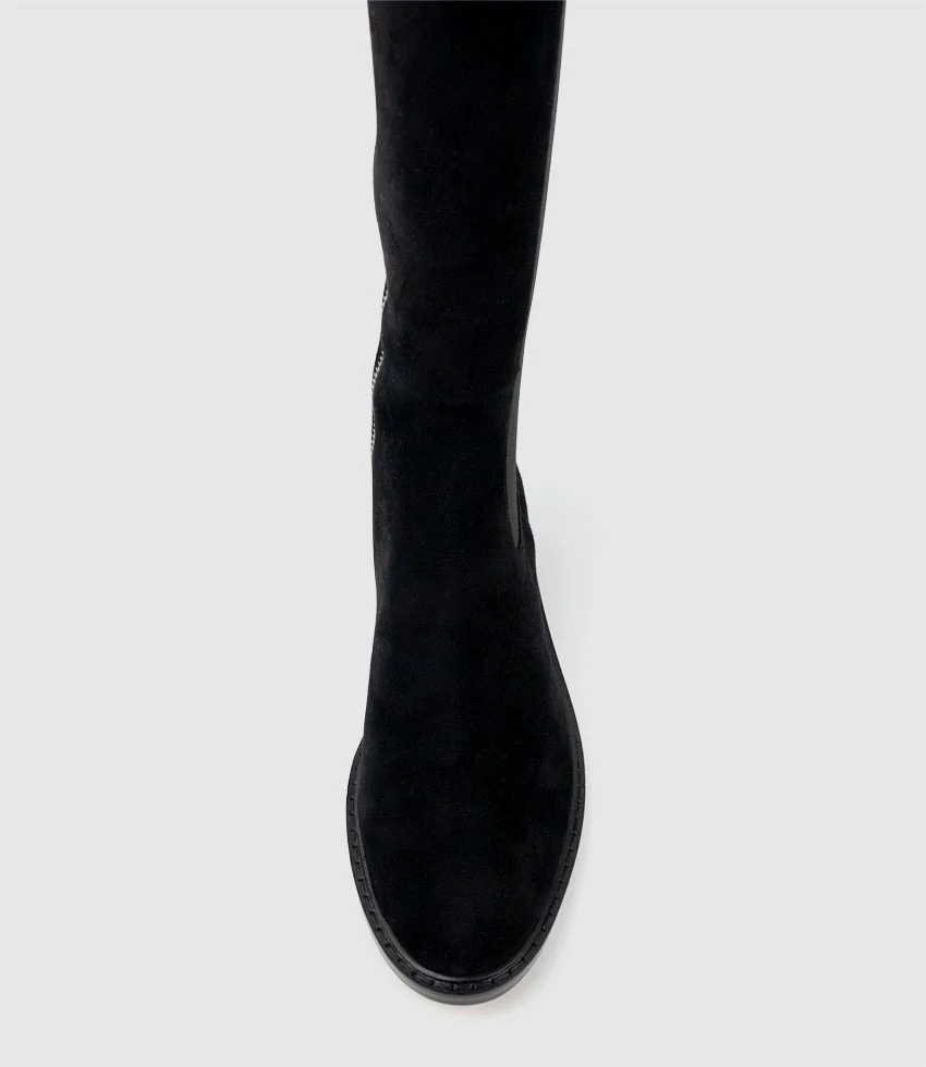 VITAL30 Knee High Boot with Gusset in Black Suede - Image 4