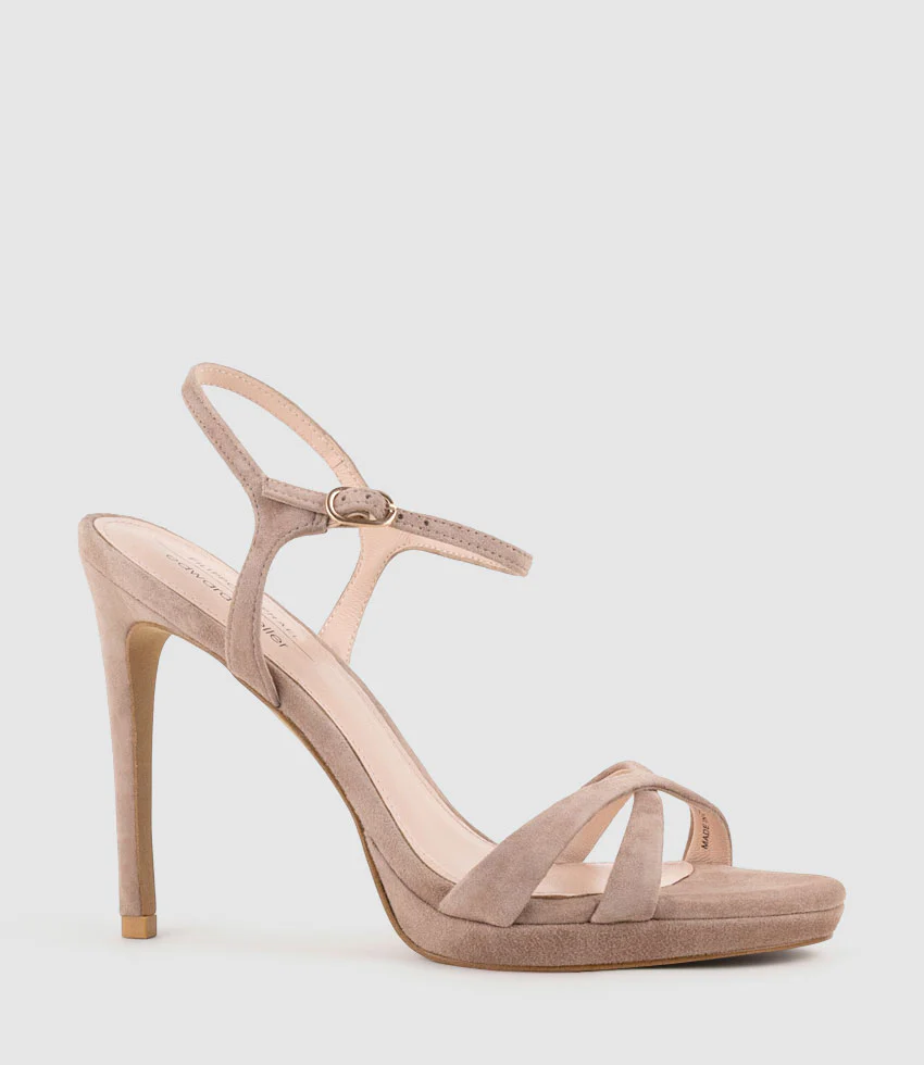 WALTZ110 Crossover Platform Sandal in Nude Suede - Image 2