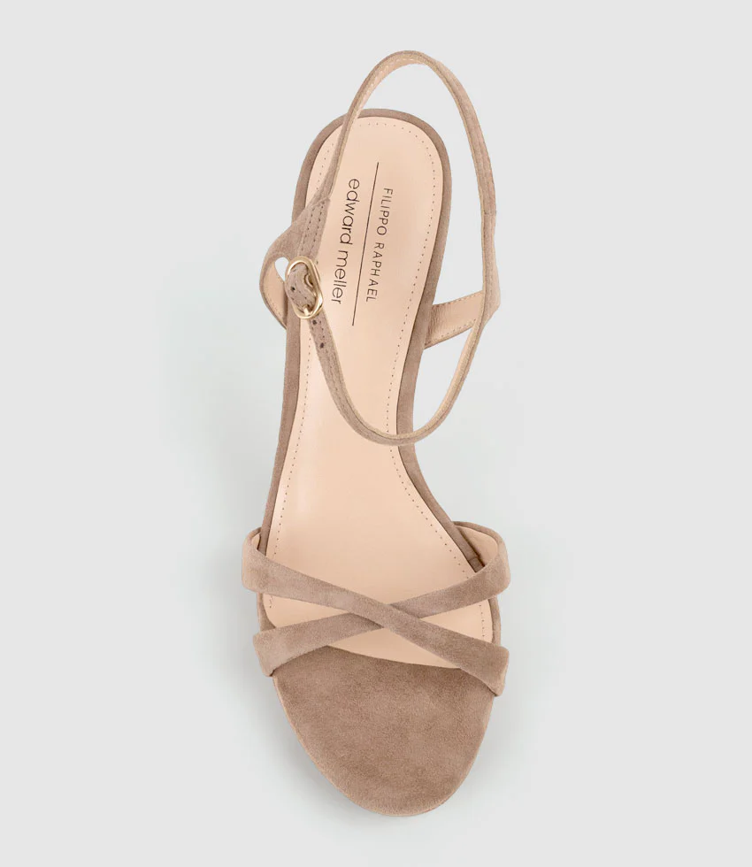 WALTZ110 Crossover Platform Sandal in Nude Suede - Image 4