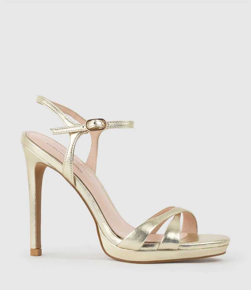WALTZ110 Crossover Platform Sandal in Pale Gold - Image 3