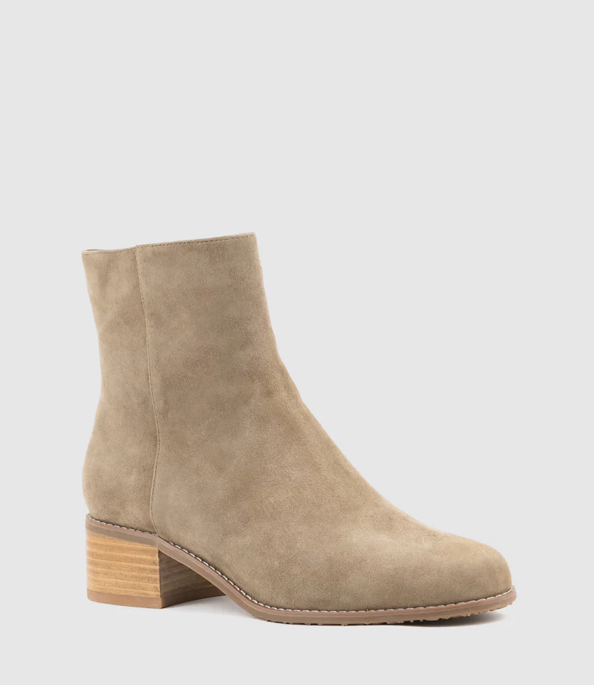 WESTON40 Ankle Boot with Zip in Latte Suede - Image 3