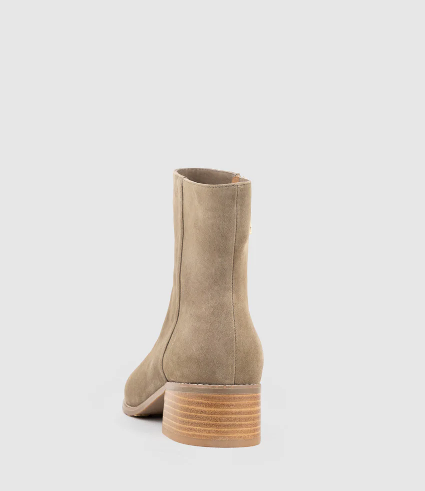 WESTON40 Ankle Boot with Zip in Latte Suede - Image 4