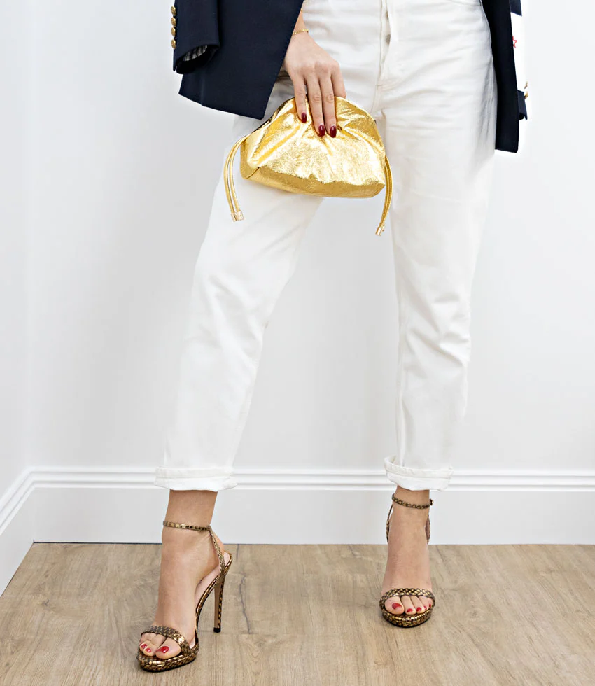 WHISPER110 Single Strap Platform Sandal in Brass Snake - Image 6