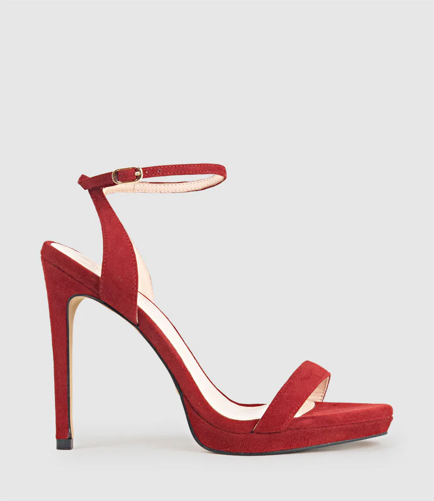 WHISPER110 Single Strap Platform Sandal in Cherry Suede