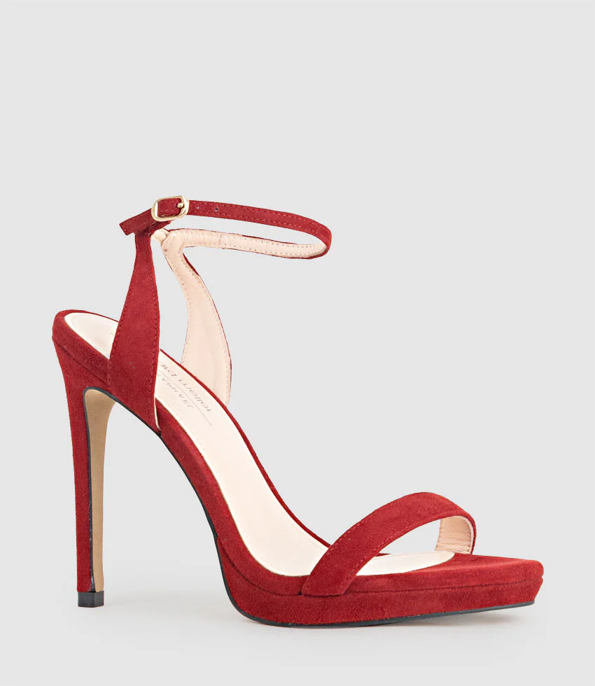 WHISPER110 Single Strap Platform Sandal in Cherry Suede - Image 3