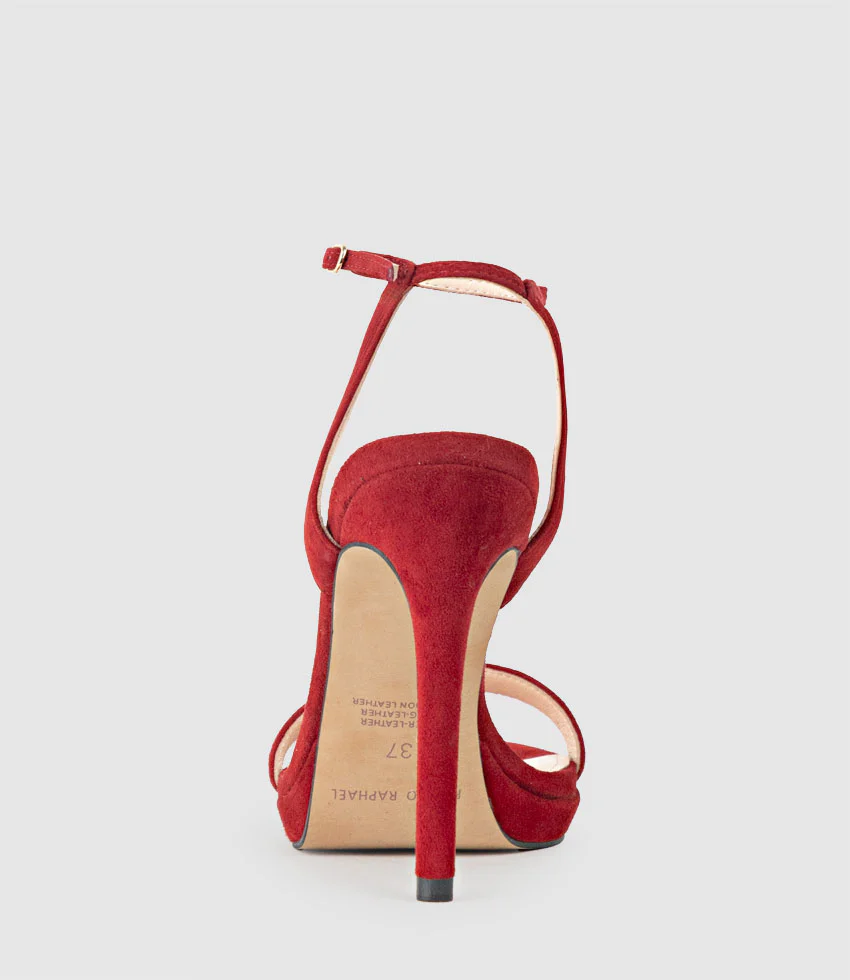 WHISPER110 Single Strap Platform Sandal in Cherry Suede - Image 6