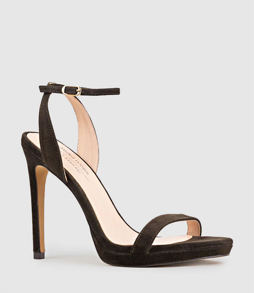 WHISPER110 Single Strap Platform Sandal in Chocolate Suede - Image 2