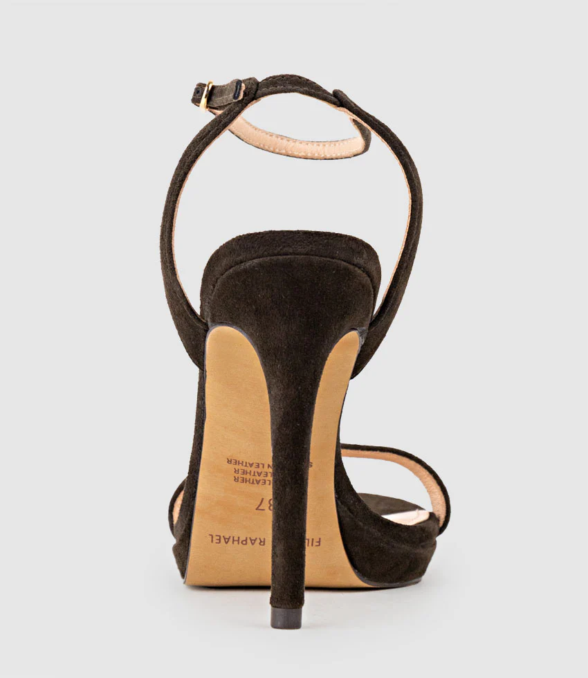 WHISPER110 Single Strap Platform Sandal in Chocolate Suede - Image 3