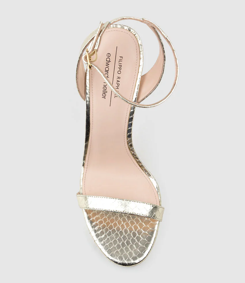 WHISPER110 Single Strap Platform Sandal in Pale Gold Snake - Image 5
