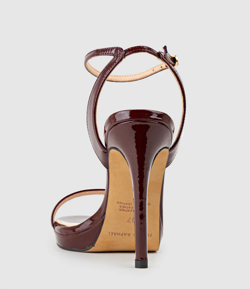 WHISPER110 Single Strap Platform Sandal in Wine Patent - Image 4