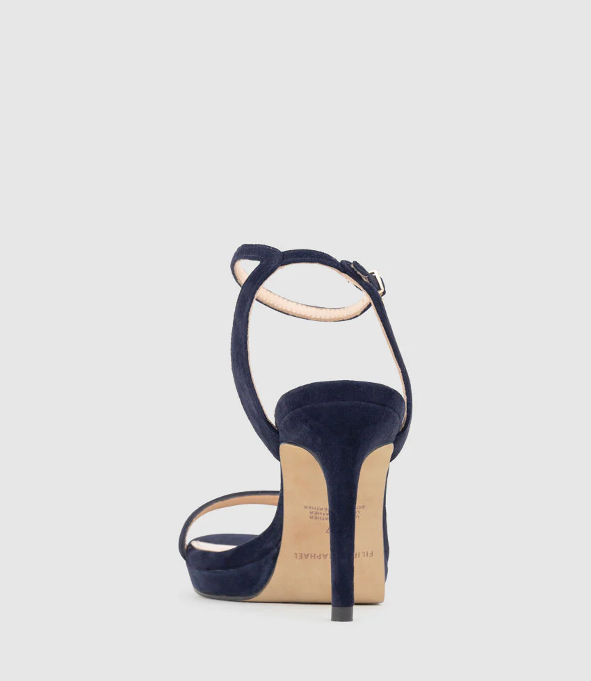 WHISPER90 Single Strap Platform Sandal in Navy Suede - Image 4
