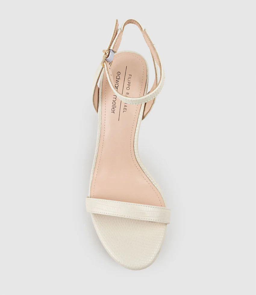 WHISPER90 Single Strap Platform Sandal in Offwhite Tejus Lizard Print - Image 5