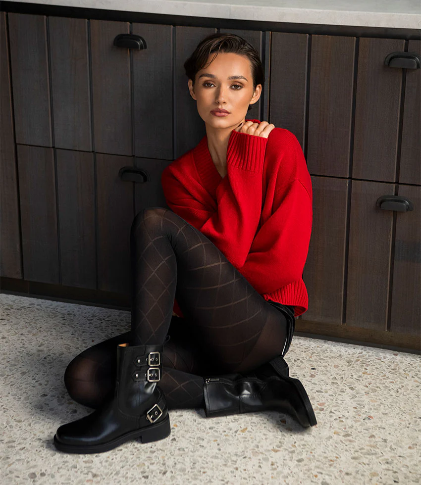 WHITLEY Ankle Boot with Three Buckles in Black Calf - Image 2
