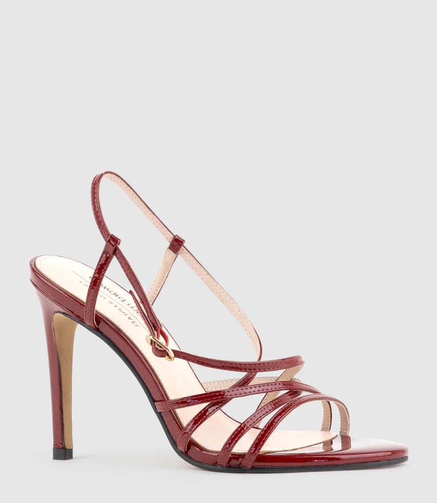 WILLA100 Strappy Sandal in Ruby Patent - Image 3