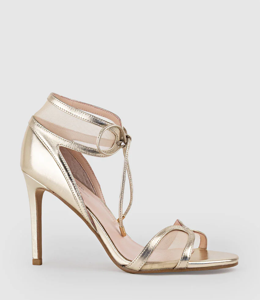 WINSLEY100 Asymmetrical Strappy Sandal in Gold - Image 3