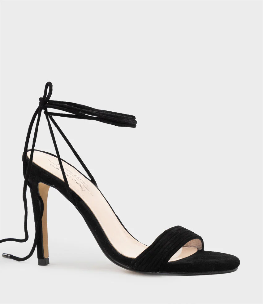 WISTERIA100 Ankle Tie Sandal in Black Suede - Image 2