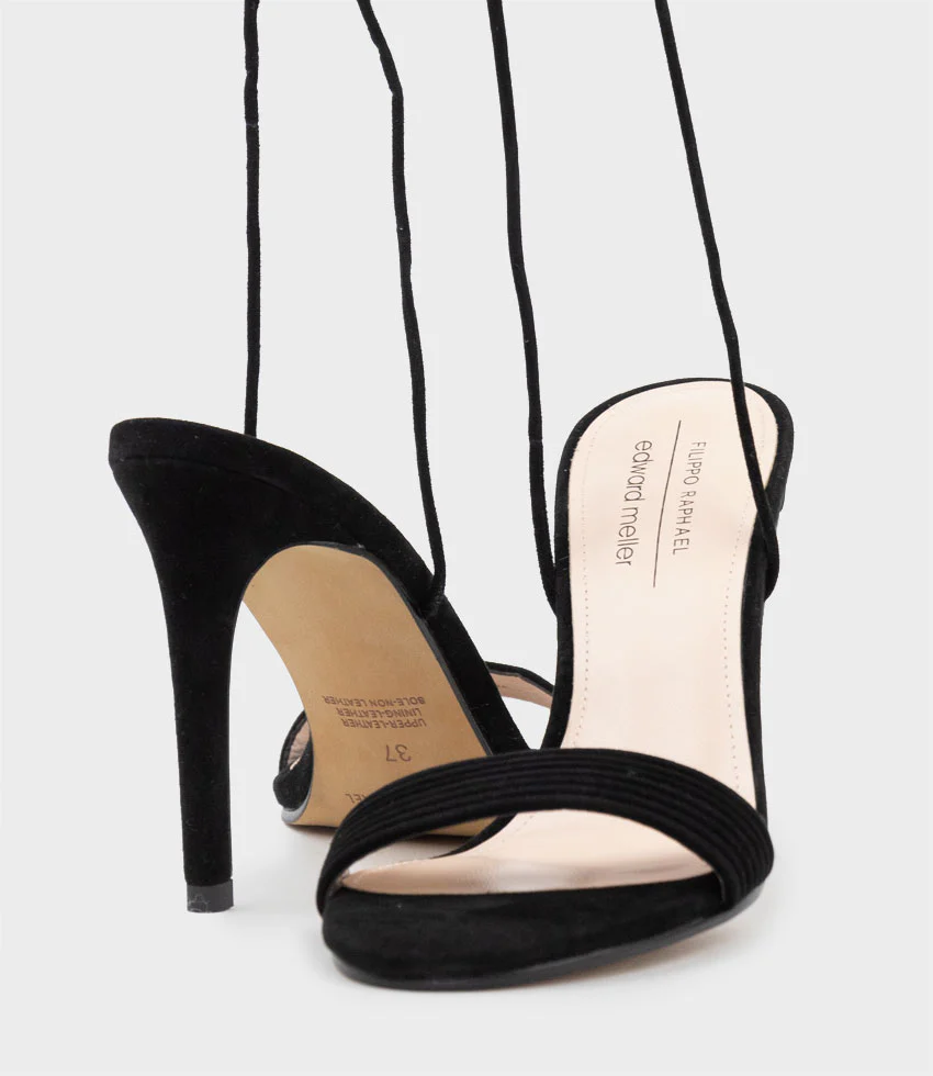 WISTERIA100 Ankle Tie Sandal in Black Suede - Image 3